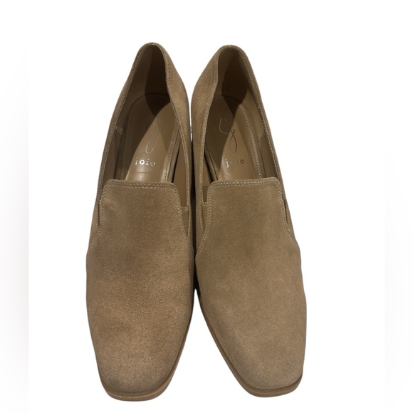 Joie JJ-Wevenly Suede Block Heel Shoes in Camel - Picture 1 of 8